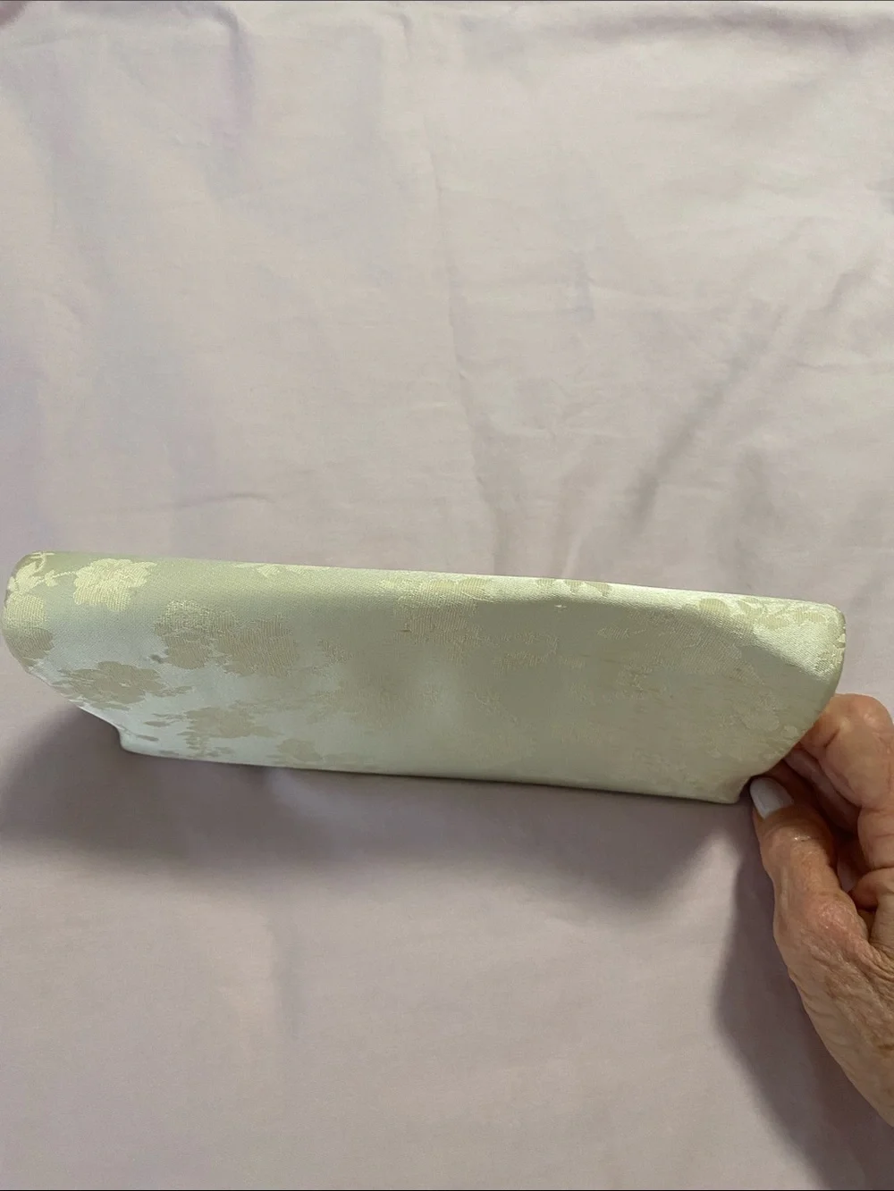 Elegant Cream Floral Peau de Soie Clutch Bag